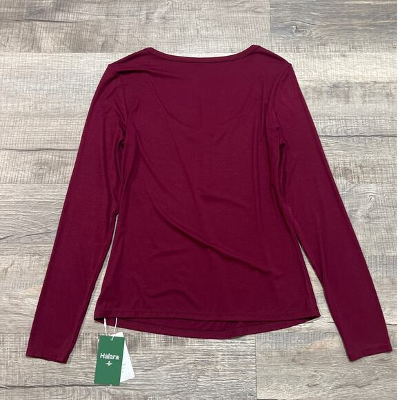 NWT Halara Softlyzero Long Sleeve Henley Top Size Large Red Maroon Scoop U Neck - Picture 2 of 10